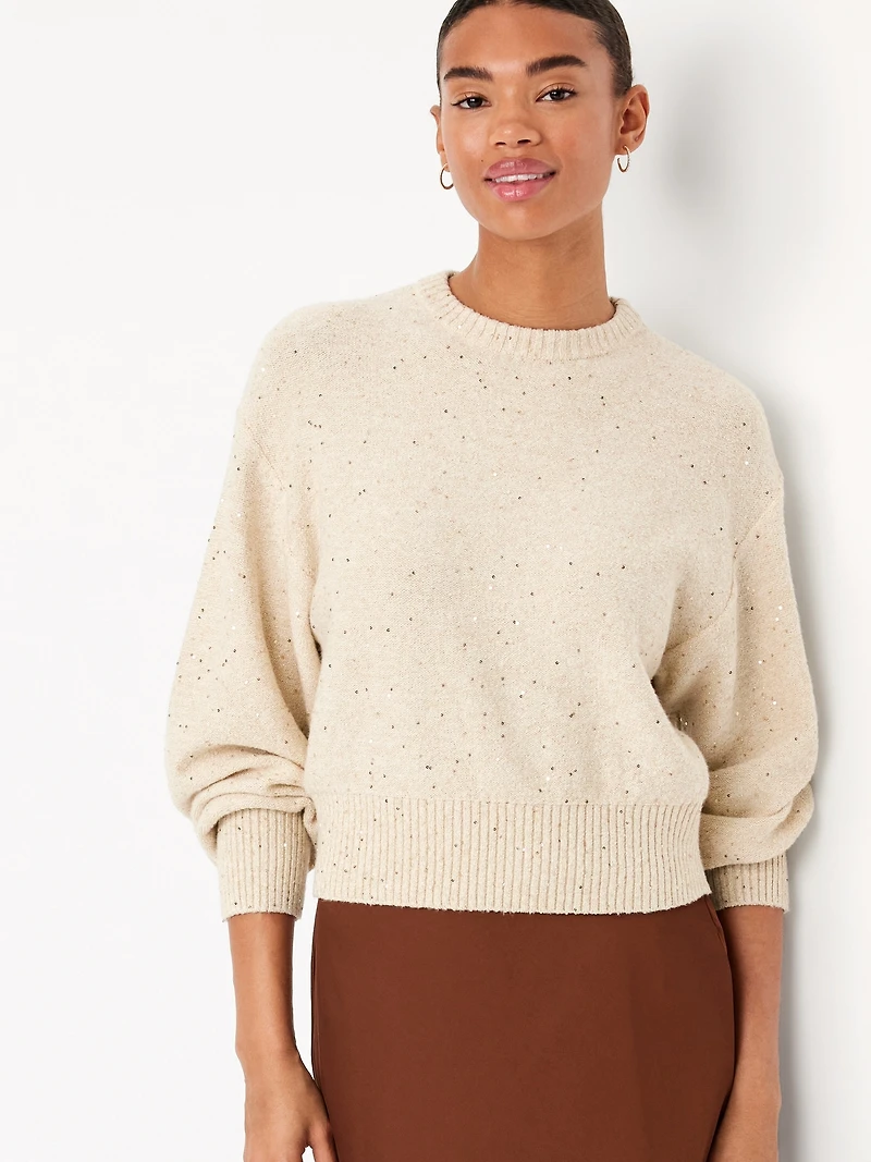 SoSoft Crew-Neck Sequin Sweater