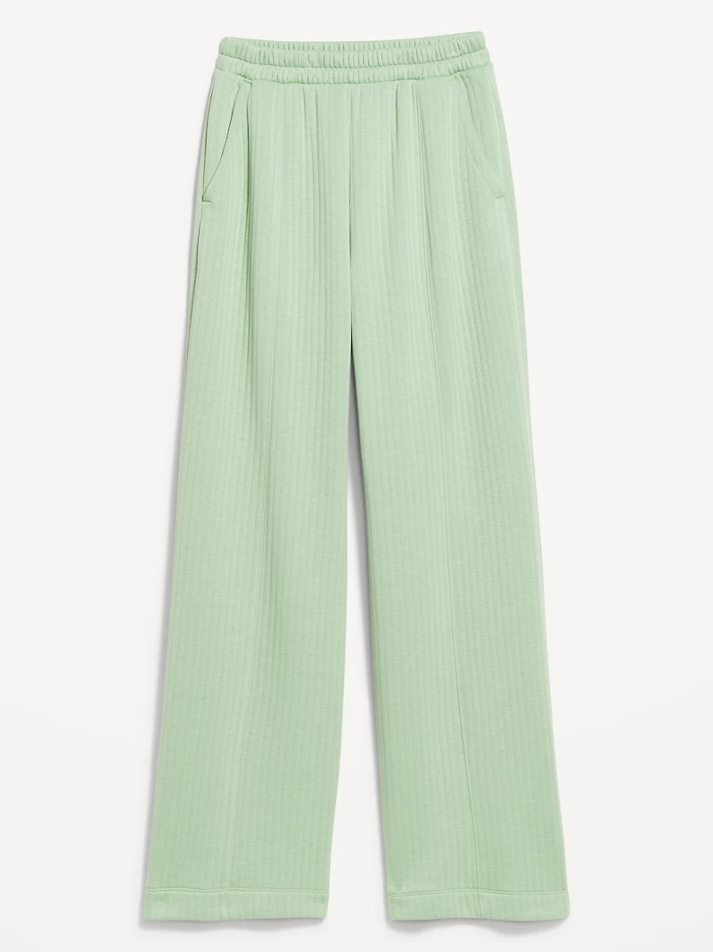 High-Waisted Bounce Fleece Quilted Wide-Leg Sweatpants