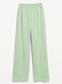 High-Waisted Bounce Fleece Quilted Wide-Leg Sweatpants