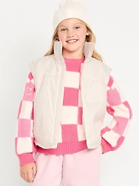 Water-Resistant Quilted Zip-Front Vest for Girls