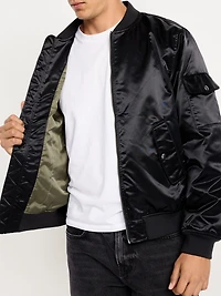 Satin Zip Utility Bomber Jacket