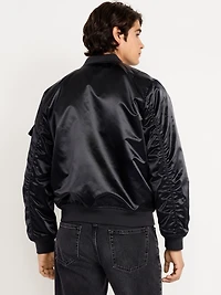 Satin Zip Utility Bomber Jacket