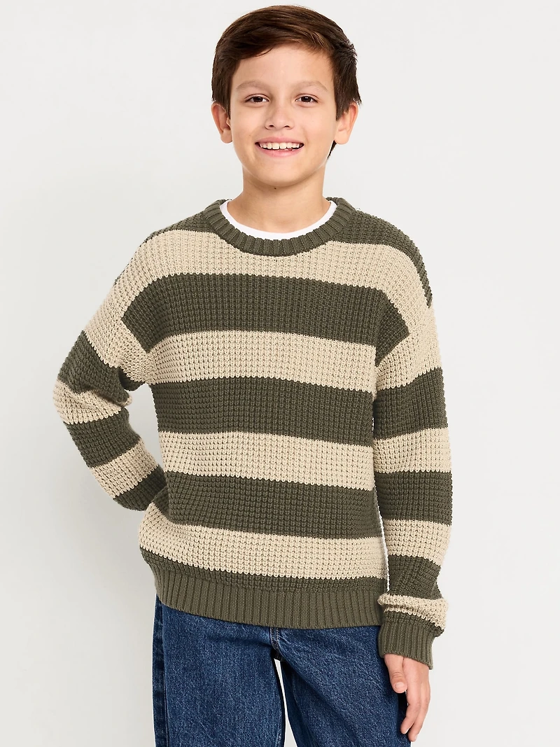 Loose Striped Crew-Neck Sweater for Boys