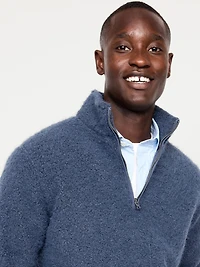 Loose Bouclé Sherpa Quarter-Zip Pullover