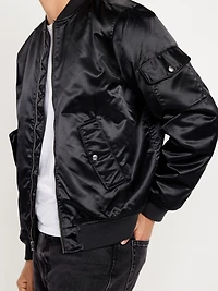 Satin Zip Utility Bomber Jacket