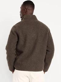 Loose Bouclé Sherpa Quarter-Zip Pullover