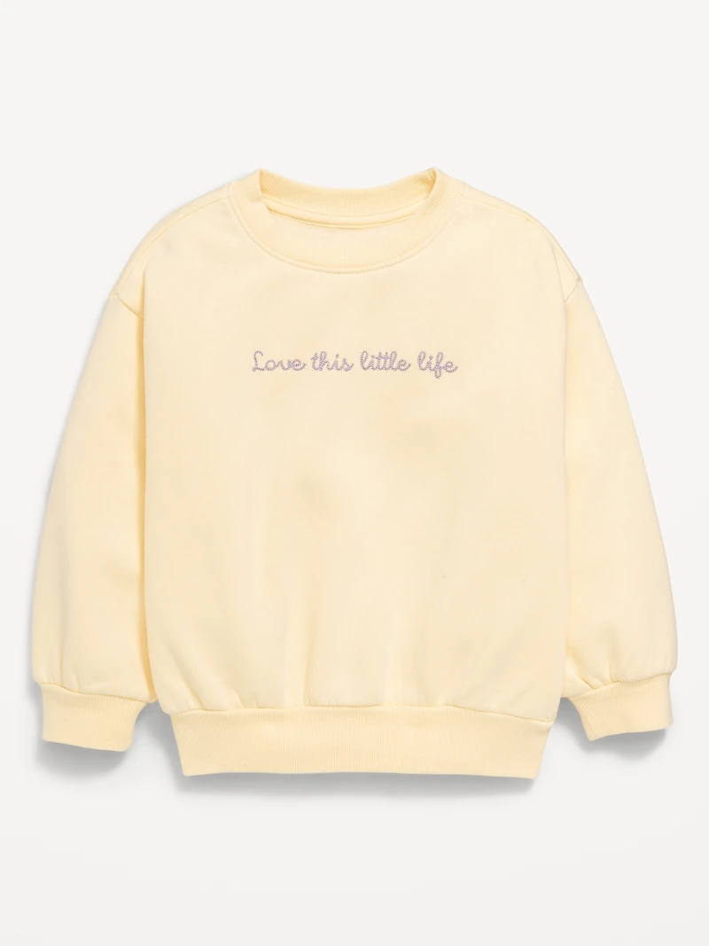 Embroidered Crew-Neck Sweatshirt for Toddler Girls