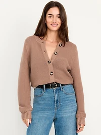 Seaside Cotton Garter-Knit Cardigan Sweater