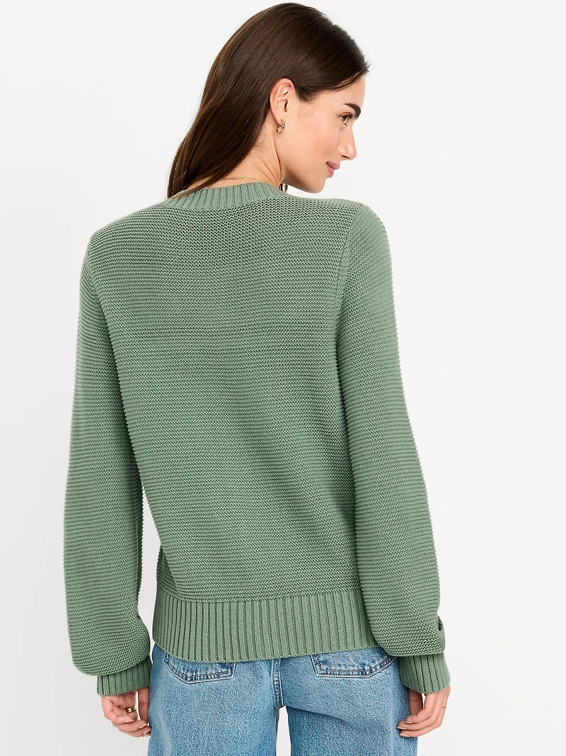 Seaside Cotton Garter-Knit Cardigan Sweater