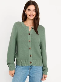 Seaside Cotton Garter-Knit Cardigan Sweater