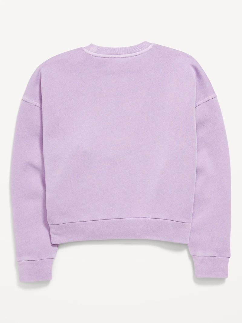 Washed Crew-Neck Sweatshirt for Girls