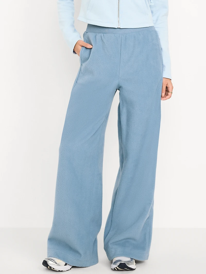 Extra High-Waisted Microfleece Wide-Leg Pants