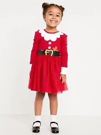 Fit and Flare Long-Sleeve Tutu Dress for Toddler Girls
