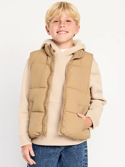 Water-Resistant Quilted Puffer Vest for Boys
