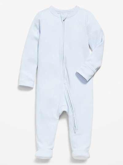 2-Way-Zip Sleep & Play Ribbed Footed One-Piece for Baby