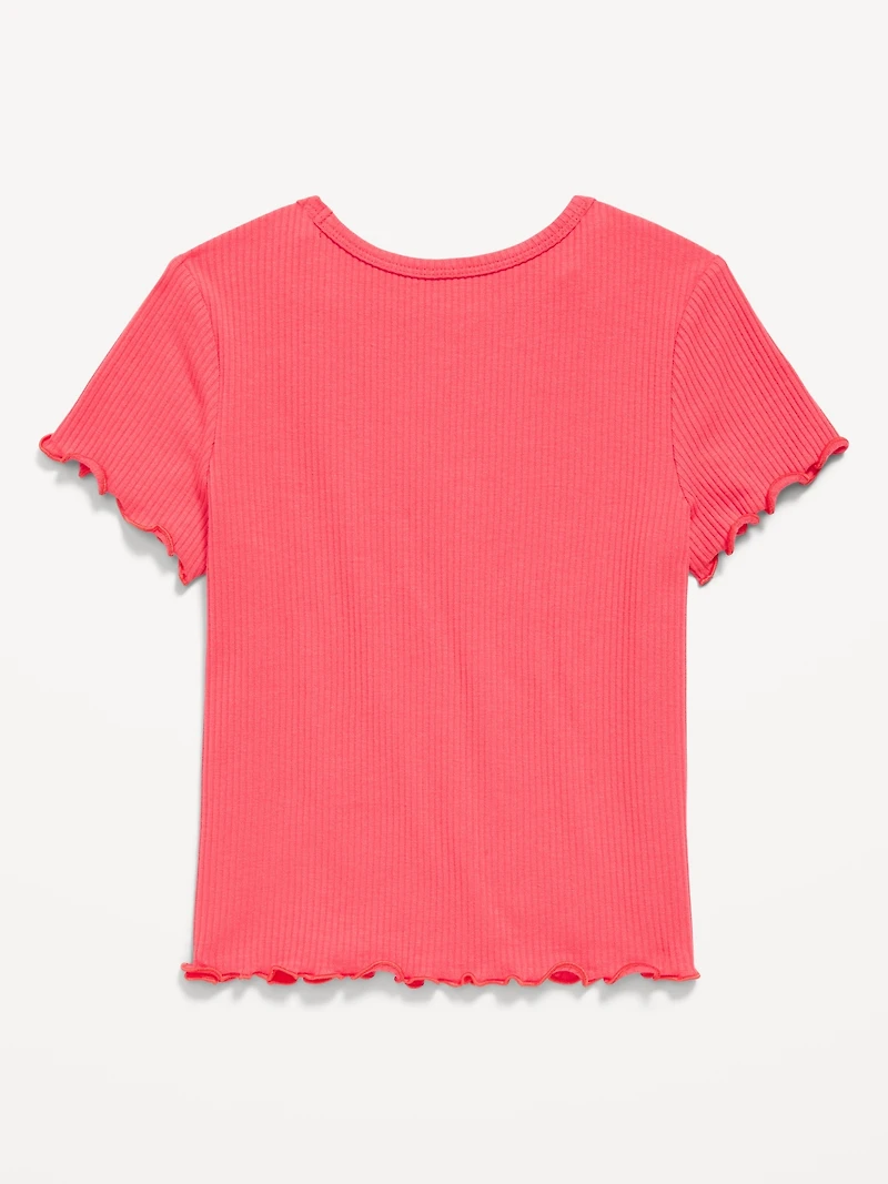 Short-Sleeve Lettuce-Edge T-Shirt for Toddler Girls