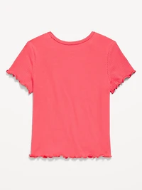 Short-Sleeve Lettuce-Edge T-Shirt for Toddler Girls