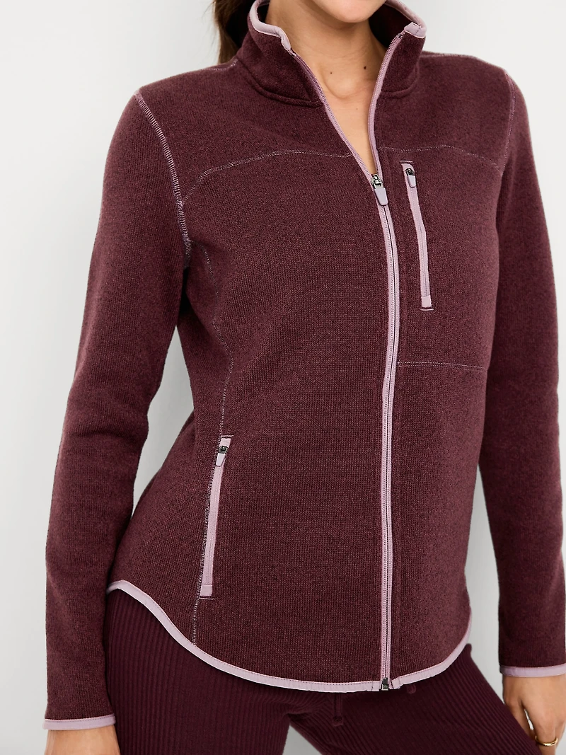 Fitted Sweater Fleece Zip Jacket