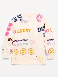 Oversized French Terry Graphic Tunic Sweatshirt for Girls