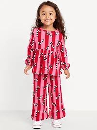 Waffle-Knit Peplum Top and Pants Set for Toddler Girls