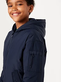 Water-Resistant Hooded Bomber Jacket for Boys