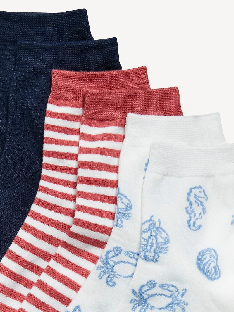 Novelty Quarter Crew Socks 3-Pack for Women