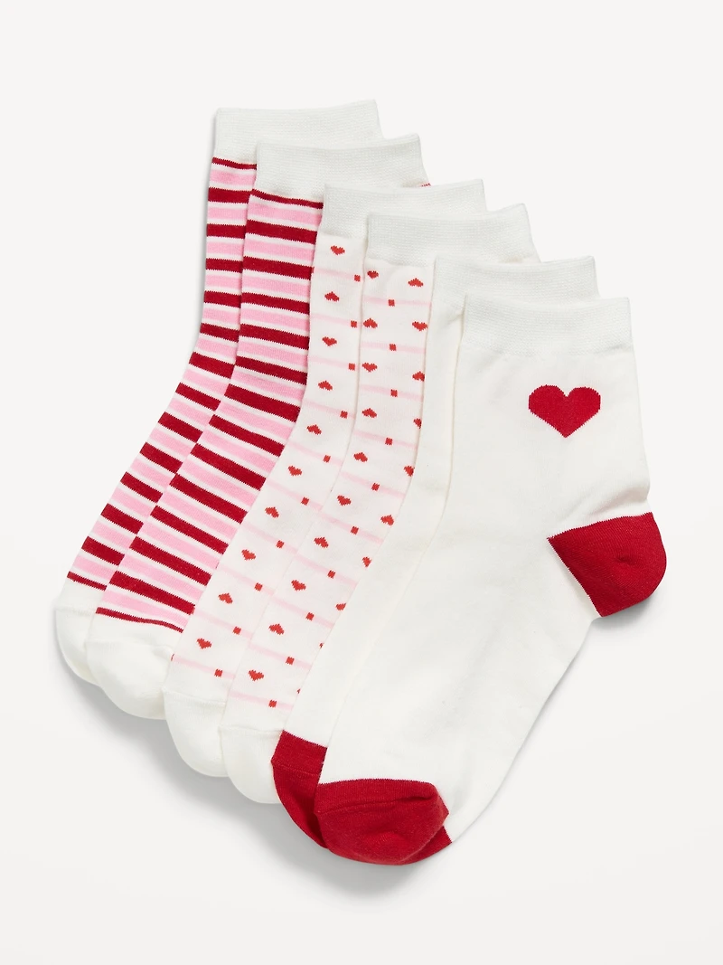Novelty Quarter Crew Socks 3-Pack for Women