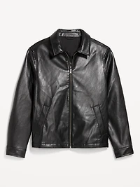 Faux-Leather Harrington Jacket