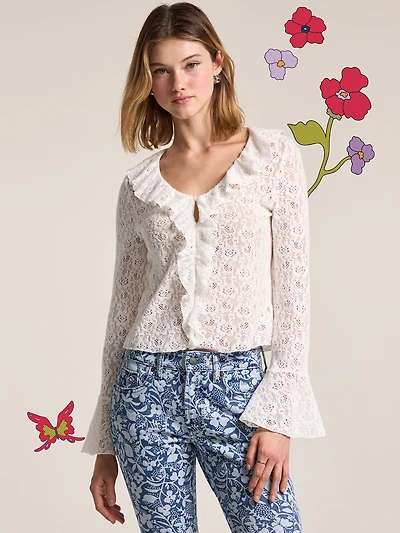 Old Navy x Anna Sui V-Neck Floral Lace Top