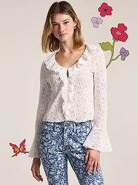 Old Navy x Anna Sui V-Neck Floral Lace Top