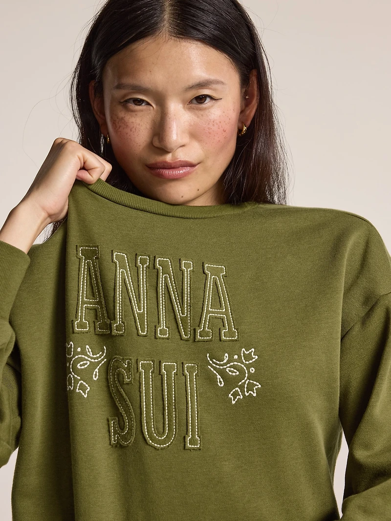 Old Navy x Anna Sui Crew Neck Graphic Fleece Sweatshirt