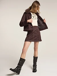 Old Navy x Anna Sui Vegan Suede Seamed Mini Skirt