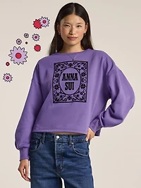 Old Navy x Anna Sui Crew Neck Graphic Fleece Sweatshirt
