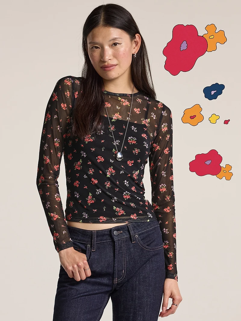 Old Navy x Anna Sui Sheer Long-Sleeve Top