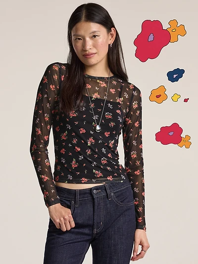 Old Navy x Anna Sui Sheer Long-Sleeve Top