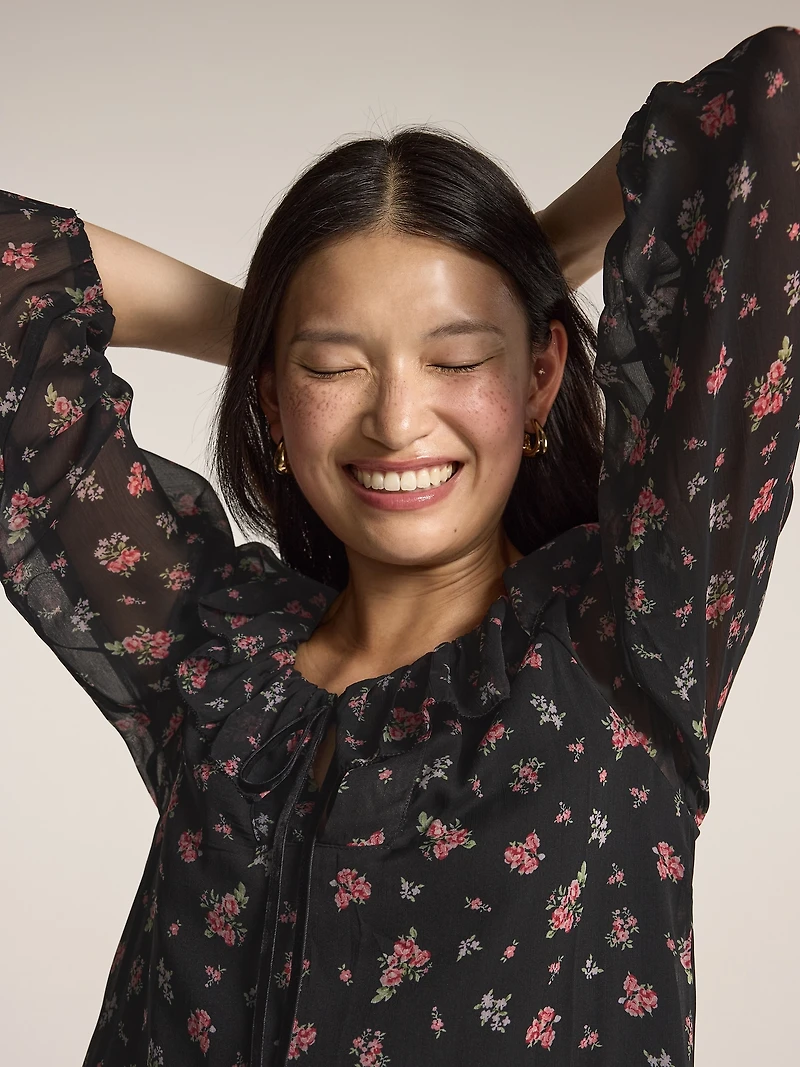 Old Navy x Anna Sui Chiffon Tiered Ruffle Mini Dress