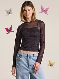 Old Navy x Anna Sui Sheer Long-Sleeve Top