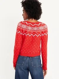 SoSoft Cropped Fair Isle Cardigan Sweater