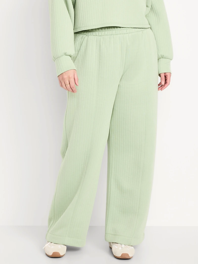 High-Waisted Bounce Fleece Quilted Wide-Leg Sweatpants