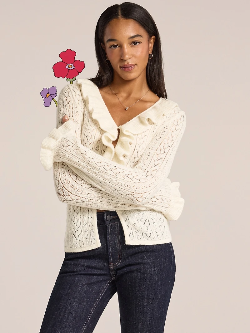 Old Navy x Anna Sui Ruffle Cardigan Sweater