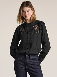 Old Navy x Anna Sui Button-Down Applique Top