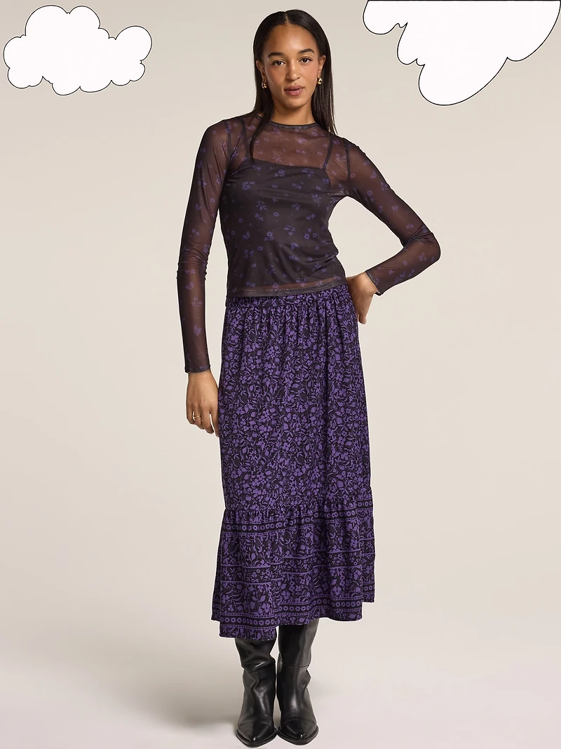 Old Navy x Anna Sui Tiered Midi Skirt