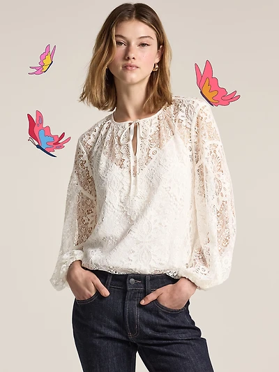 Old Navy x Anna Sui Lace Applique Top
