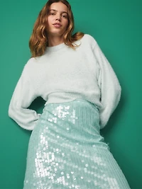 Crew-Neck Eyelash Sweater