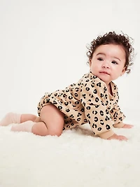 Printed Long-Sleeve Fleece One-Piece Romper for Baby