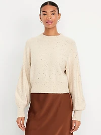 Cropped Crew-Neck Eyelash Sweater