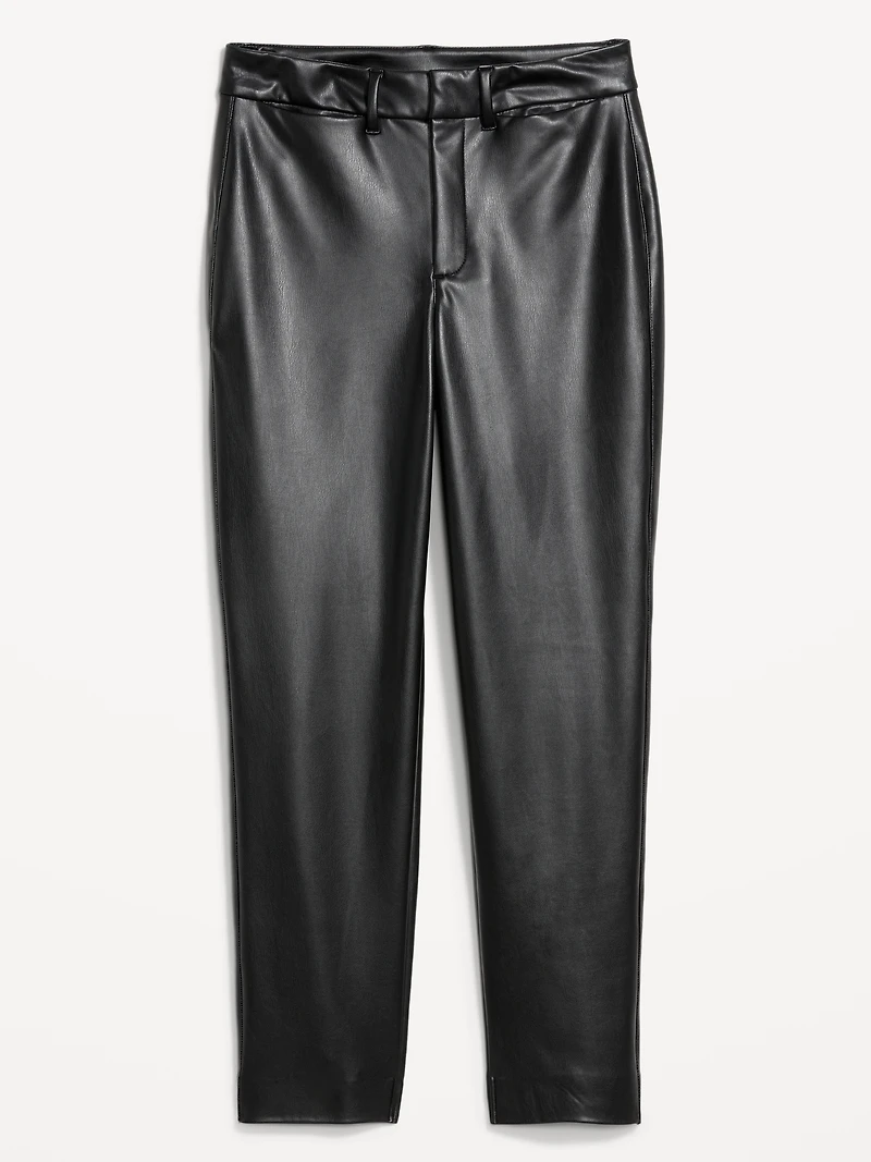 High-Waisted Faux-Leather Pixie Straight Pants
