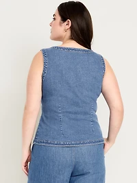 Sleeveless Longline Denim Vest
