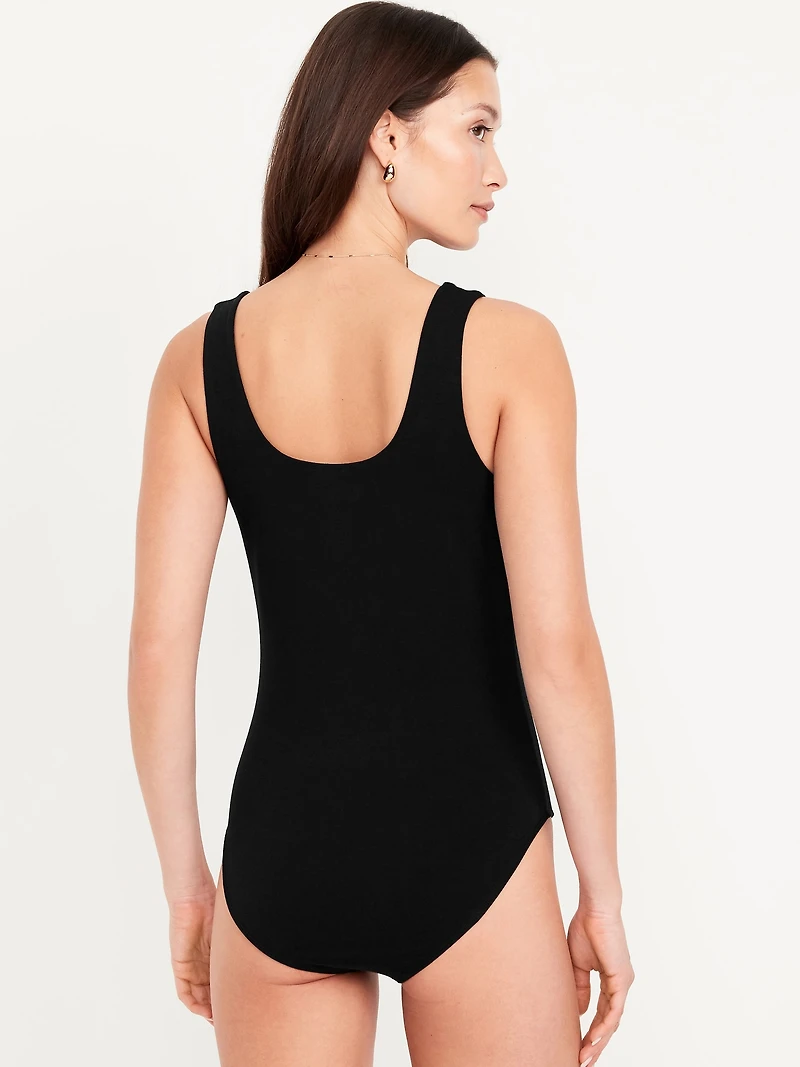 Double-Layer Scoop-Neck Bodysuit
