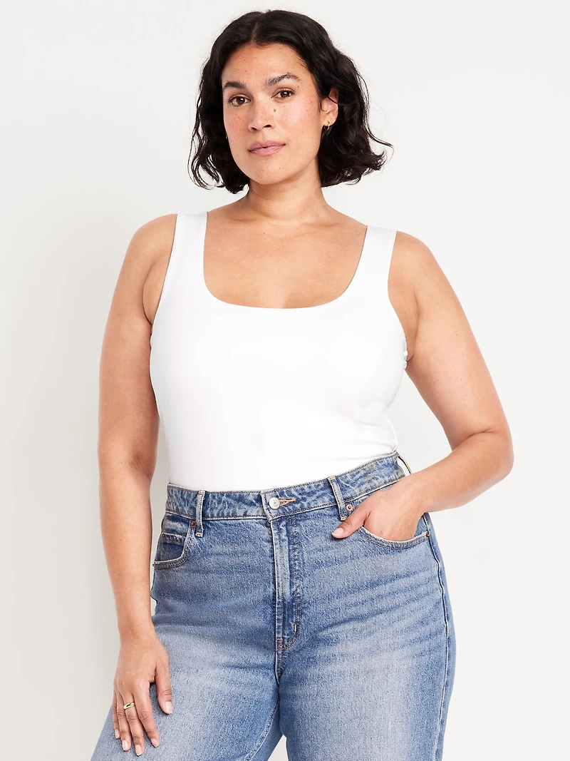Double-Layer Scoop-Neck Bodysuit